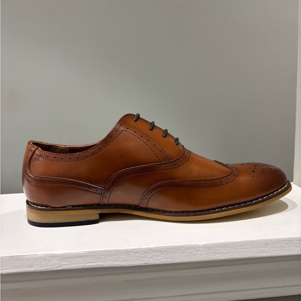 NWOT Stacy Adam’s Classic Brown Faux Leather Oxford Dress Shoes-size 6.5 - Picture 7 of 15
